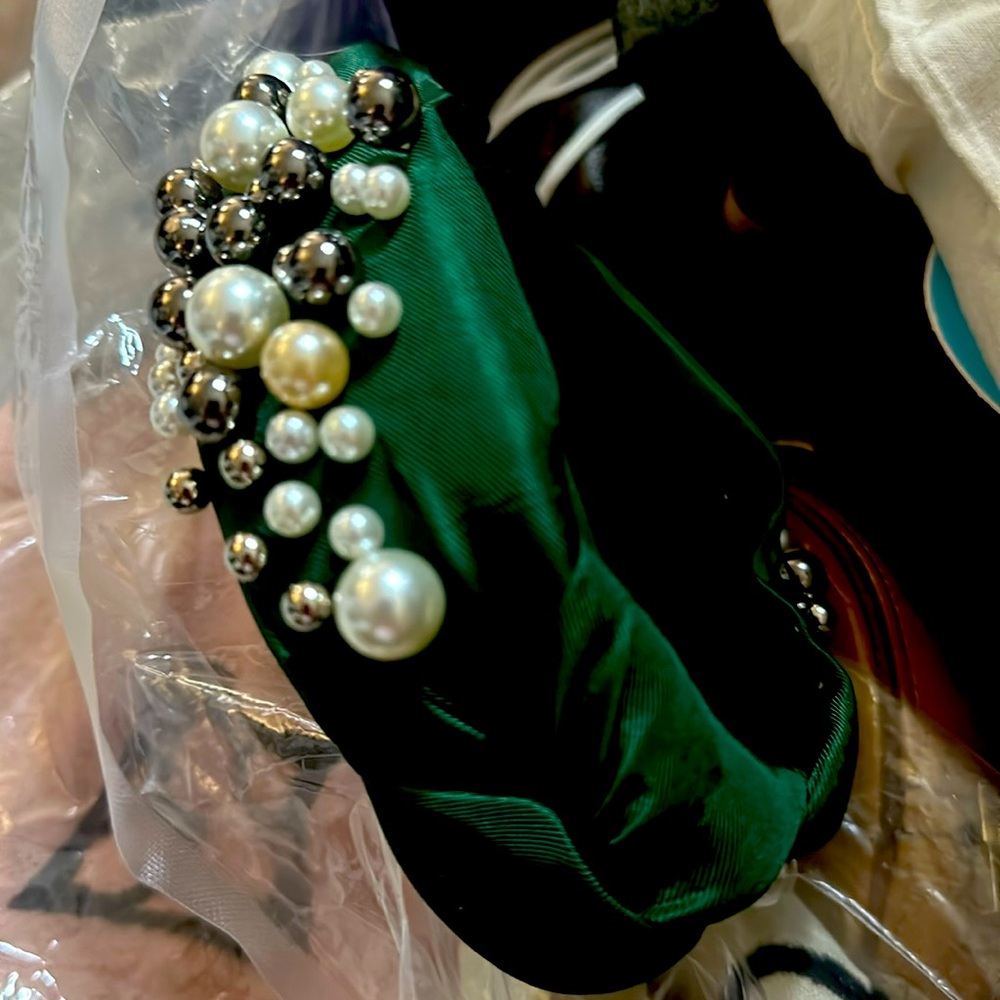 Beautiful pearl and GREENE ribbon custom headband normally retails $99